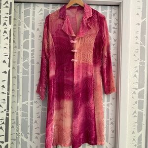 Unbranded Burn Out Velvet Tie Dye Unlined Duster